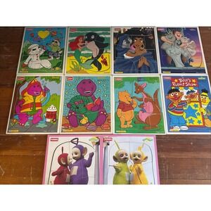Children's Vintage Playskool Wooden Puzzle Lot of 10 1990s Pooh Barney Disney